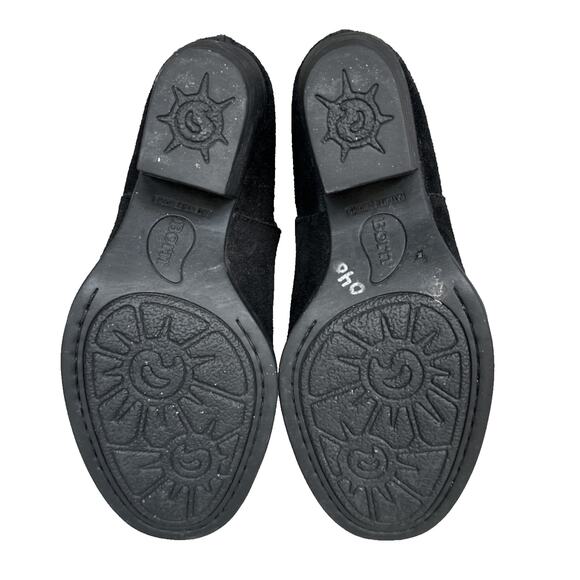 Born Ankle Boots Women's 7M Black Suede Leather Comfort Block Heel Zip Booties - Picture 7 of 8